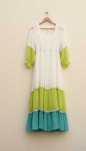 ชุดเดรสสั้นคอวีพิมพ์ลายสำหรับผู้หญิง เหมาะสำหรับวันพักผ่อนริมชายหาดและสวมใส่ได้ทุกวัน ให้ลุคหรูหราสง่างามในฤดูร้อน ทำจากผ้าฝ้าย ชุดเดรสยาวแม็กซี่ - Product Image 4