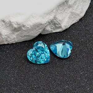 Aigue-marine naturelle en forme de cœur, pierre précieuse facettée, taille cœur, aigue-marine en vrac, plusieurs tailles, gemme bleue, vente en gros - Product Image 4