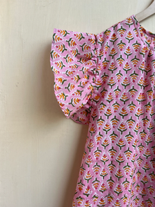 เสื้อผ้าฝ้ายพิมพ์ลายด้วยมือสำหรับฤดูร้อน เสื้อผู้หญิงทำมือ ลายดอกไม้ แขนสั้น เหมาะเป็นของขวัญสำหรับเธอ - Product Image 4