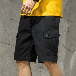 New Men's Khaki Cargo Shorts Solid Color Cotton Breathable Mid Waist Casual Bermuda Shorts With Pockets Button Fly Woven Style - Product Image 5