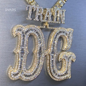 VVS Baguette And Round Moissanite Iced Out Custom <b>Letter</b> Pendant 925 Sterling <b>Silver</b> Hip Hop Customized <b>Necklace</b> Birthday Gifts - Product Image 1