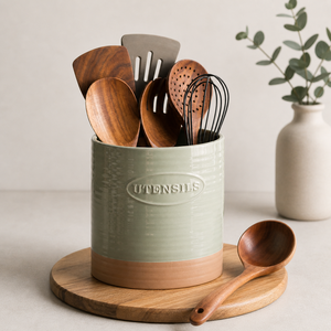 Juego de Portautensilios de Cerámica Premium, Diseño de Doble Tamaño, Acabado Mate, Base Gruesa, Resistente al Calor, Organizador de Almacenamiento para la Encimera de la Cocina - Product Image 1