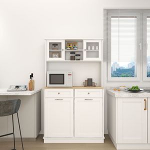 Mobiletto da Cucina Alto 172 cm per Rifiuti con 3 Ripiani Regolabili, 2 Cassetti e 1 Cestello Ribaltabile - Armadietto Contenitore per Cucina e Sala da Pranzo - Product Image 2