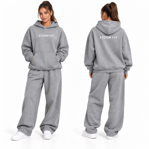 Conjunto de Sudadera con Capucha de Forro Polar para Mujer Storm Fit, Informal, Holgado, de 2 Piezas, Pantalones Largos, para Todas las Temporadas, 100% Algodón - Product Image 6