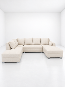 Sofá Seccional Moderno en Forma de L, Color Marfil, con Patas Metálicas y Respaldo Acolchado, para Sala de Estar, Villa, Sofá de Gran Tamaño, Fabricante de Sofás - Product Image 1