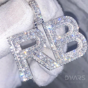 Custom Iced Out VVS Moissanite Luxury Gold Plated Personalized Hip Hop <b>Initial</b> Charm <b>Pendant</b> 925 Sterling <b>Silver</b> - Product Image 2