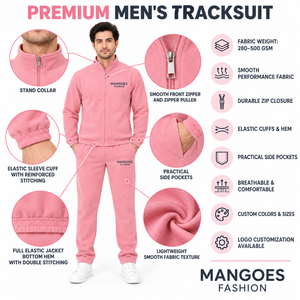Unisex <b>Pink</b> 100% Cotton Eco-Friendly Breathable Lightweight Fleece <b>Tracksuit</b> Full Zip Sweatshirt Sweatpants <b>Set</b> Casual Summer - Product Image 6