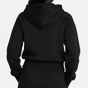 Sudadera con Capucha Negra de Alta Calidad para Mujer, con Cierre, Manga Larga, Tejida en Algodón, Informal, para Otoño, con Bolsillos, Color Sólido - Product Image 2