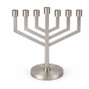 Vente en gros de menorah à 7 branches en laiton, finition dorée, porte-bougie à sept bras, centre de table traditionnel juif - Product Image 2