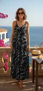 Robe de soirée élégante et luxueuse, tendance, à imprimé floral, en coton, moderne, avec des sequins, pour les fêtes et le quotidien - Product Image 2