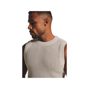 Camiseta sin mangas de punto para hombre, cuello redondo, color liso, transpirable, estilo casual, diseño calado - Product Image 5