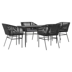 Set da Pranzo da Giardino in Rattan Nero per 4 Persone, Struttura in Metallo, Resistente alle Intemperie, Arredamento da Esterno dal Design Contemporaneo - Product Image 2