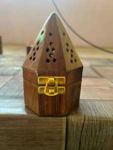 Brûleur d'encens en bois et laiton de style arabe pour la décoration de l'Aïd et du Ramadan, design moderne, diffuseur d'aromathérapie Bakhoor, articles cadeaux - Product Image 6