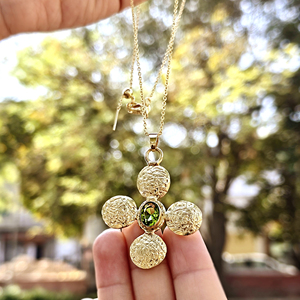 Custom women necklace oval cut peridot hydro quartz designer cross pendant necklace 18k gold plated fashion jewelry necklaces - Product Image 5