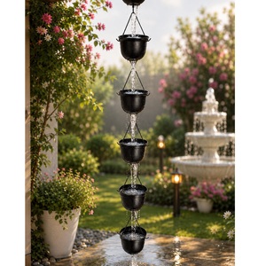 Chaîne de pluie design unique en cuivre noir mat pour extérieur, décoration suspendue pour maison et jardin, nouveau design, cadeau de luxe personnalisable - Product Image 1