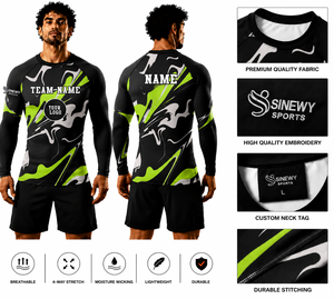 เสื้อรัดกล้ามเนื้อแขนยาวสำหรับผู้ชาย SINEWY SPORTS พิมพ์ลายแบบ Sublimation ระบายอากาศได้ดี ซับเหงื่อ น้ำหนักเบา เย็บตะเข็บทนทาน - Product Image 1
