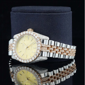 Montre en moissanite bicolore avec cadran jaune, index en moissanite et boîtier en acier inoxydable - Product Image 4