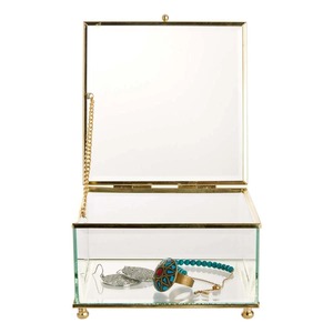 กล่องเก็บเครื่องประดับแก้ว กล่องโชว์เครื่องประดับใสพร้อมกรอบโลหะตกแต่ง พร้อมที่จัดระเบียบกรอบโลหะ - Product Image 4