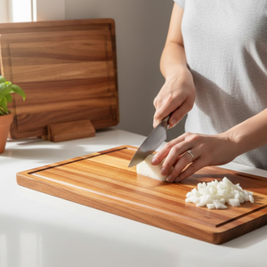 Tabla grande de madera de acacia para queso y charcutería con asa |   Tabla de Servir, Cortar y Picar Ecológica de Primera Calidad - Product Image 5