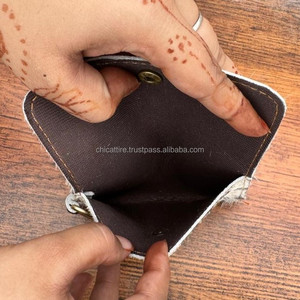 กระเป๋าสตางค์แบบคาดผมบนหนังวัวสีเมทัลลิค, กระเป๋าใส่บัตรเครดิตหนังแท้แบบตะวันตกกระเป๋าใส่เงินสดสำหรับผู้หญิงทำจากหนังแท้ทั้งตัว - Product Image 5