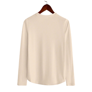 Camiseta Casual de Manga Larga para Mujer, Cuello Redondo, Tela Suave y Elástica, Básica para Uso Diario, Cómoda, Holgada, Transpirable, de Secado Rápido, Lisa - Product Image 2