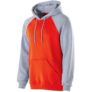 Sweat-shirt à capuche à manches raglan pour homme, rouge et gris, en polaire, coupe décontractée, avec poche, pour l'automne - Product Image 1