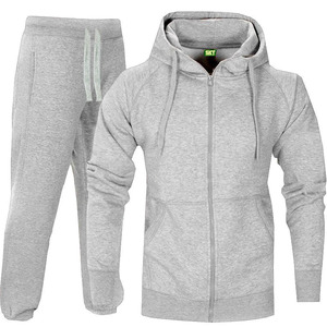 Ensemble de survêtement vert à capuche pour homme, coupe classique, en polyester et coton French Terry, pantalon de jogging décontracté à fermeture éclair, couleur unie - Product Image 4