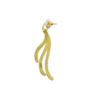 Gold Tone Wave Dangle <b>Earrings</b> Textured <b>Threader</b> Drop <b>Earrings</b> for Women Party Jewelry Luxury Finish - Product Image 3