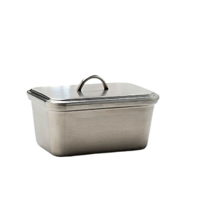 Plato para Mantequilla de Acero Inoxidable Plateado, Diseño Contemporáneo, Estilo Moderno, Platos de Diseño Personalizado para Cocina - Product Image 1