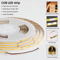 Vente directe d'usine, bande lumineuse LED COB flexible, DC12V/24V, utilisation en entrepôt, indice de protection IP20/54/65/67/68, garantie de 3 ans, dimmable