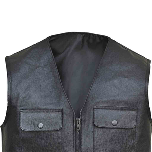 Gilet de moto en cuir de vachette pour homme, sans manches, style motard, avec poches utilitaires, pour club de motards - Product Image 5