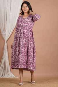 Vestido de Maternidad de Algodón para Mayoristas de la India con Acceso para Lactancia sin Cremallera, Túnica Larga Kimono Floral de Algodón para Mujer, Bata de Lactancia - Product Image 4