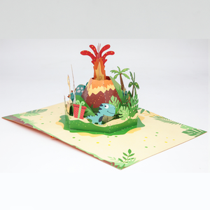 Tarjeta de Felicitación 3D Pop-Up al por Mayor, Diseño de Fiesta de Cumpleaños de Dinosaurios, Impresión Personalizada, Tema de Aventura Animal - Product Image 4