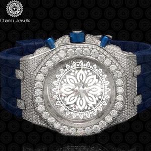 Montre de luxe pour homme Charm Jewells en acier inoxydable, cadran 40 mm, lunette sertie de diamants, mouvement mécanique analogique, résistance à l'eau 10 bars, bouton poussoir - Product Image 1
