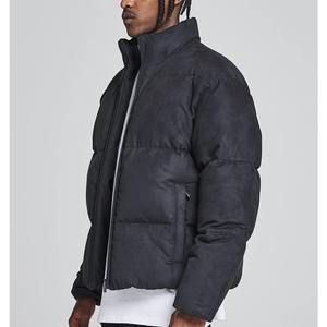 Wholesale Men's Matte Suede Puffer Jacket | Oversized Warm Winter <b>Bubble</b> <b>Coat</b>, Custom Logo Bulk Streetwear Supplier - Product Image 2