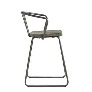 Modern Metal Bar <b>Stool</b> Industrial Stainless Steel <b>High</b> Chair with X <b>Back</b> Wood Seat for Restaurant Cafe Commercial Furniture - Product Image 4