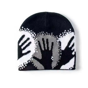Custom Rubber Patch Logo Beanie Manufacturer Beanies Gorras Skull Cap Soft Cuffed Winter Warm Jacquard Elastic Knitted Hats - Product Image 4