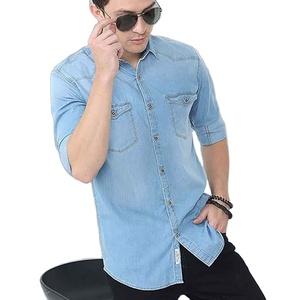 Ropa Masculina de Alta Calidad, Servicio de Logotipo de Marca Personalizado, Nueva Llegada, Estética Vintage, Venta al por Mayor, Camisas de Mezclilla Duraderas de Calidad - Product Image 2