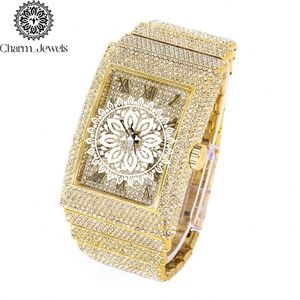 Reloj de Pulsera Rectangular Dorado de Lujo para Mujer Charm_Jewels con Esfera de Cristal, Movimiento de Cuarzo Analógico, Brazalete de Moda - Product Image 2