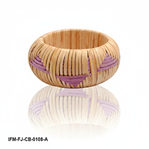 Brazalete Artesanal de Madera de Ratán con Diseño de Orquídea Púrpura, Joyería Ecológica y Sostenible de Fibra Natural para Mujer - Product Image 6