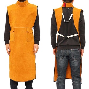 Premium Heavy Duty Soft Comfortable Cowhide Split Leather Welding <b>Apron</b> Flame Resistant Breathable Oil-Resistant Work Suit - Product Image 1