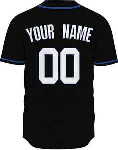 Maillot de baseball noir pour homme, personnalisable avec nom d'équipe, sublimation, col en V, manches courtes, évacuation de l'humidité, respirant, coupe classique, toutes tailles - Product Image 3