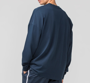 Camiseta de manga larga para hombre, diseño casual personalizado, tejida, cuello redondo, estilo oversize, streetwear. - Product Image 2