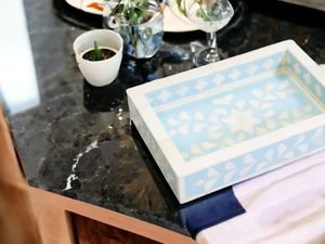 Bandeja Rectangular con Incrustaciones de Hueso Indio, Bandeja de Servicio con Incrustaciones de Hueso para Cocina, Mesa de Café, por PERFECT ENTERPRISES - Product Image 5