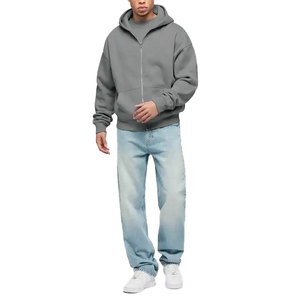 Custom Winter Oversized Men’s <b>Hoodie</b> Hip Hop High Quality Fleece Zipper Jacket Acid Wash Streetwear <b>Hoodie</b> - Product Image 1