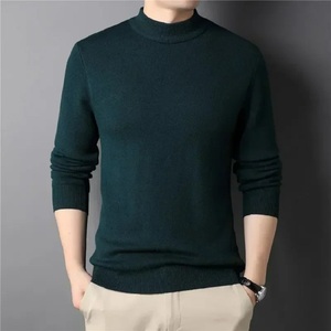 New Men's Slim Fit Half <b>Turtleneck</b> Cashmere <b>Sweater</b> Youth Sweatshirt with Plain Dyed Knit Pullover for Autumn Solid Pattern - Product Image 4