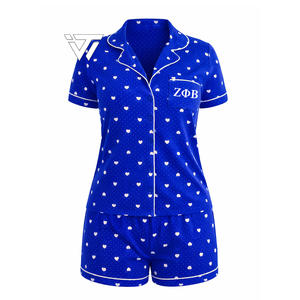 Ropa Personalizada de la Hermandad Griega Zeta Phi Beta, Conjunto de 2 Piezas, Camiseta de Dormir Sublimada con Pantalones Cortos |   Artículos Griegos - Product Image 1