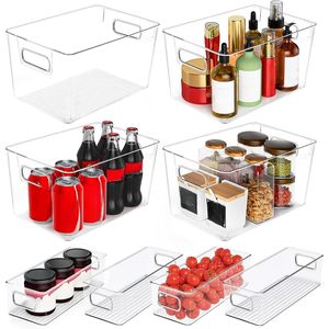 8 Pack Clear Plastic <b>Storage</b> Bins Pantry Organizers for Freezer Fridge & <b>Kitchen</b> Cabinets <b>Storage</b> B & <b>Boxes</b> - Product Image 1