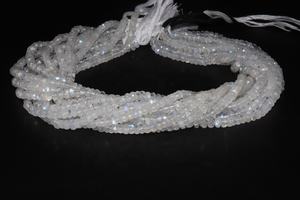 Cuentas Rondelle facetadas de piedra lunar arcoíris natural Cuentas de piedra lunar de 5mm con diseño facetado único - Product Image 2