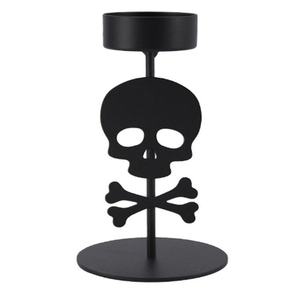 <b>Small</b> Halloween Skull Wrought Iron <b>Candle</b> Holder - Product Image 1